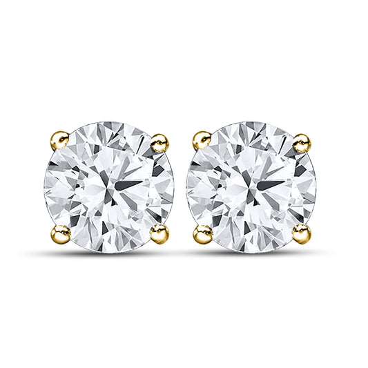 10kt Yellow Gold 2 CTW Round Lab Diamond Earrings