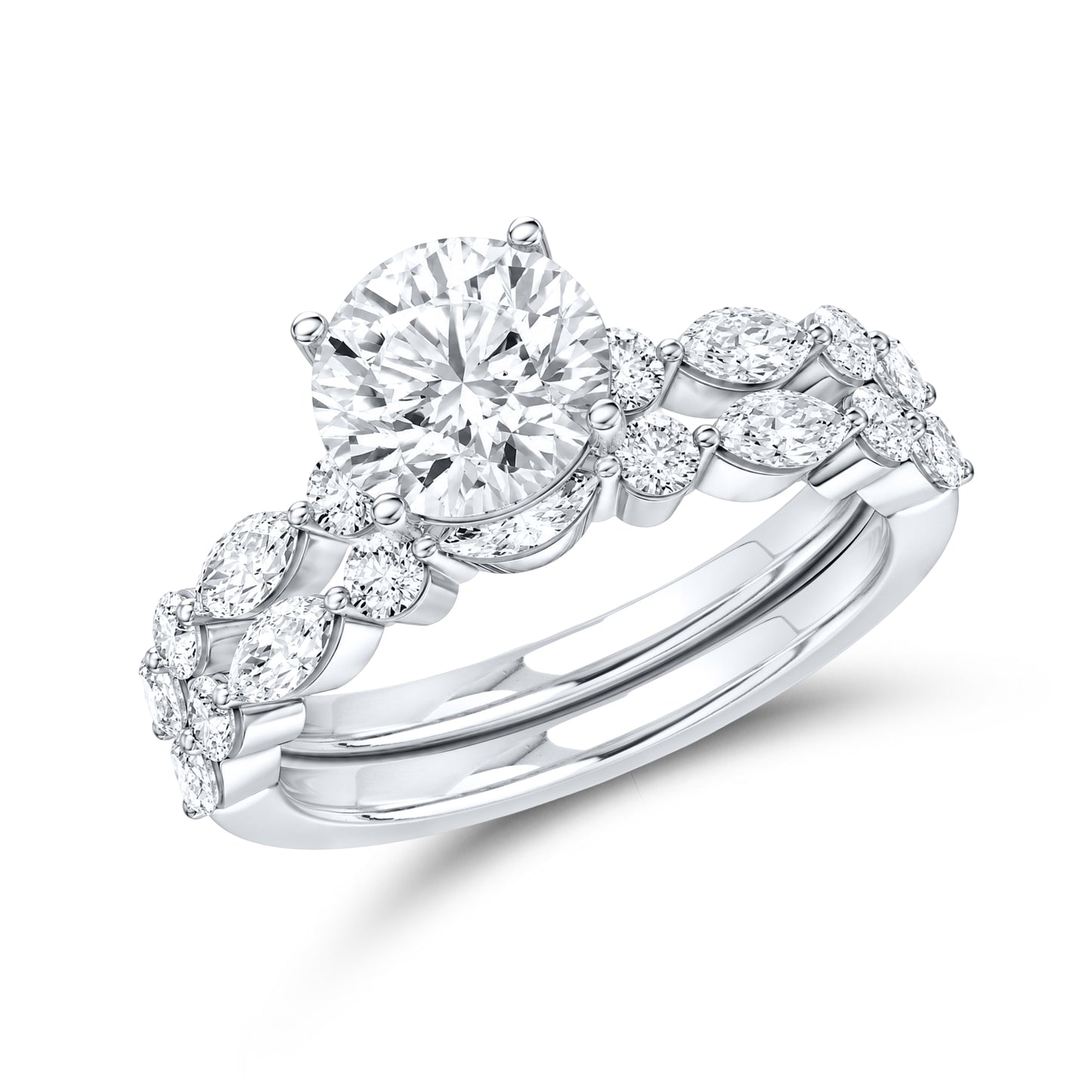 14kt White Gold 2.61 CTW Round Lab Diamond Ring