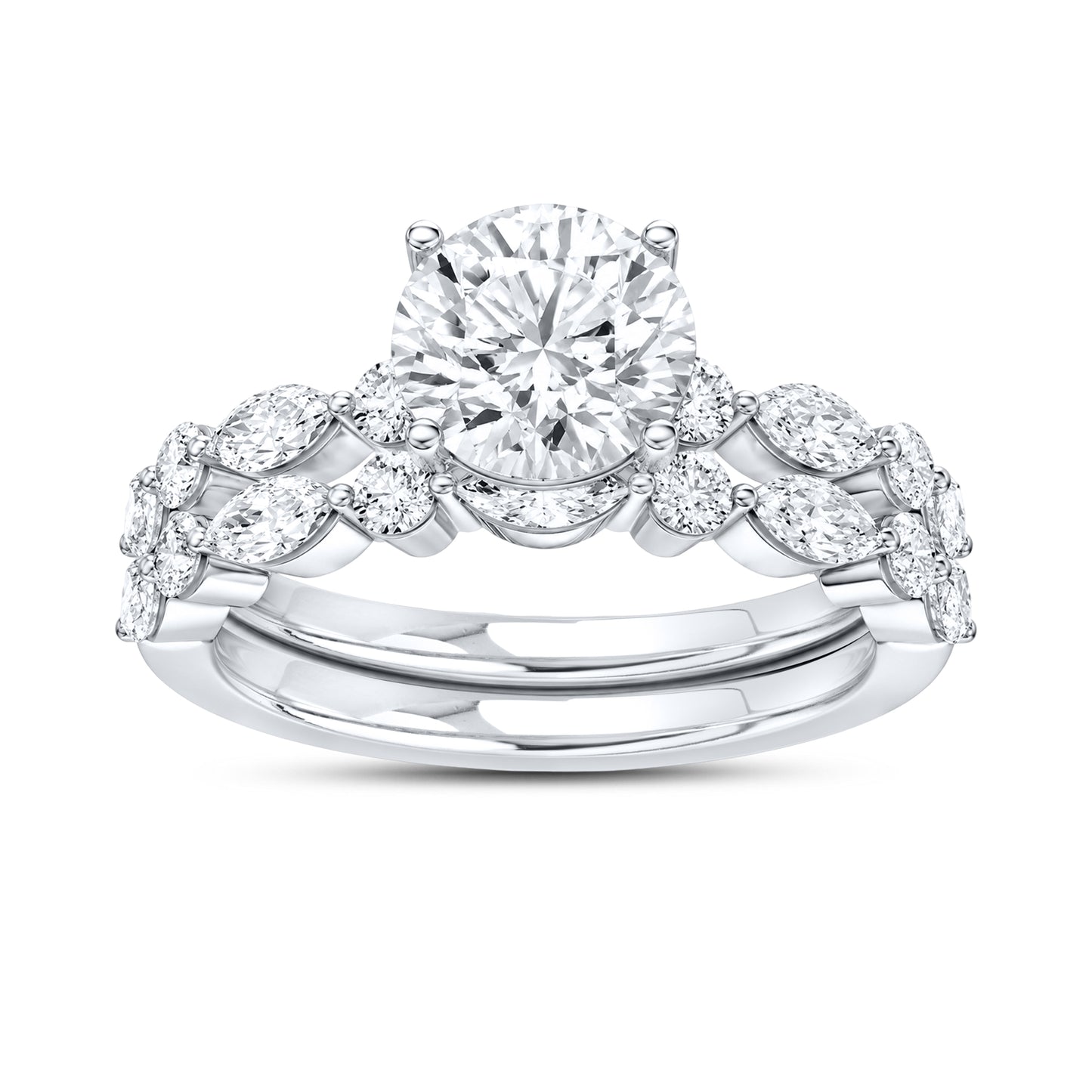 14kt White Gold 2.61 CTW Round Lab Diamond Ring