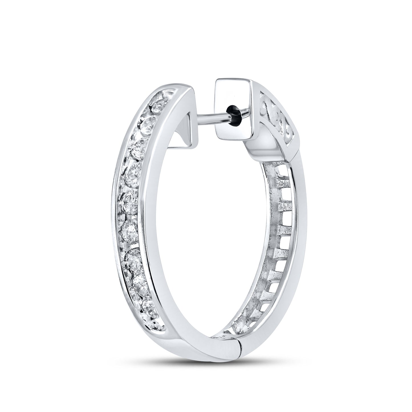 10kt White Gold 0.50 CTW Natural Diamond Hoops
