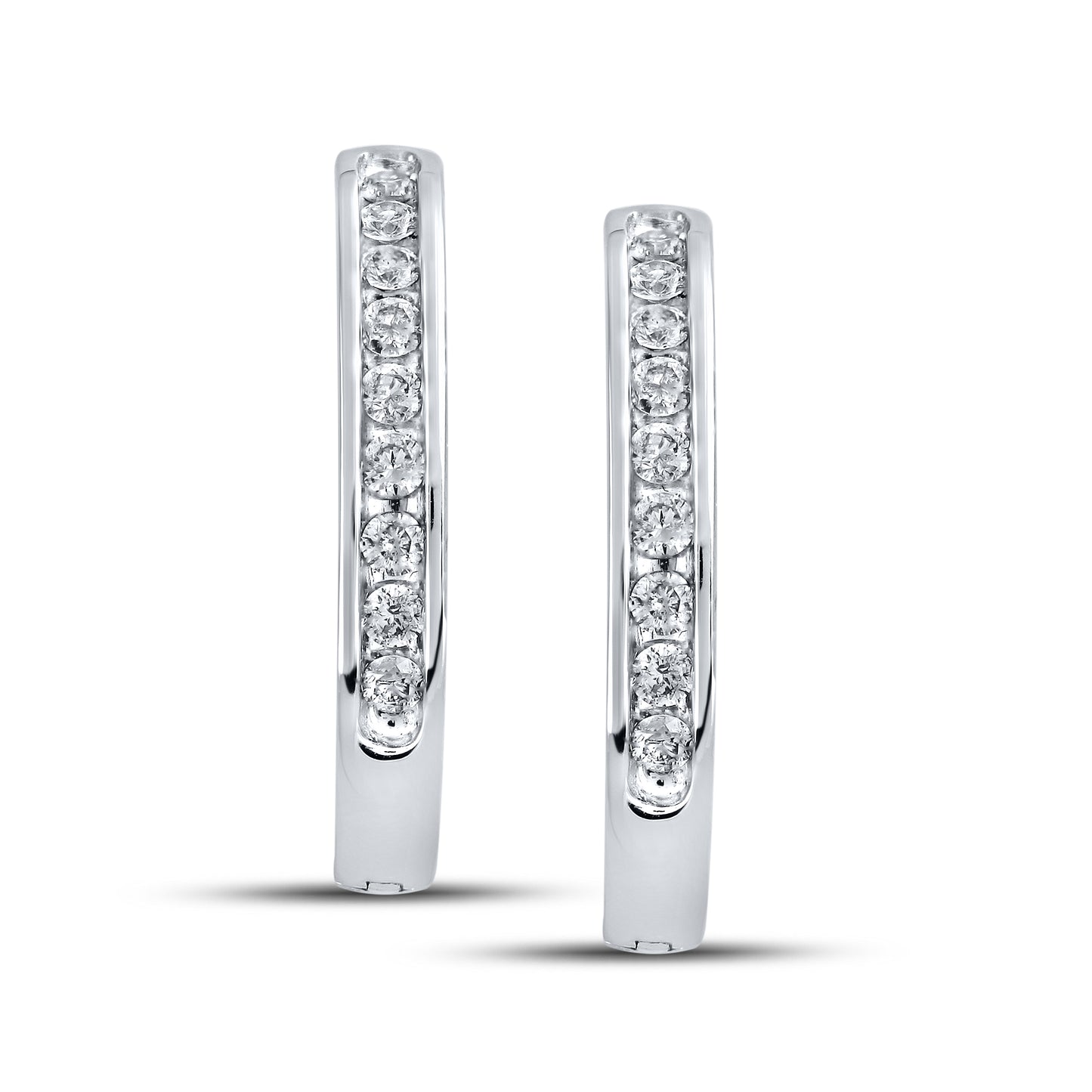 10kt White Gold 0.50 CTW Natural Diamond Hoops