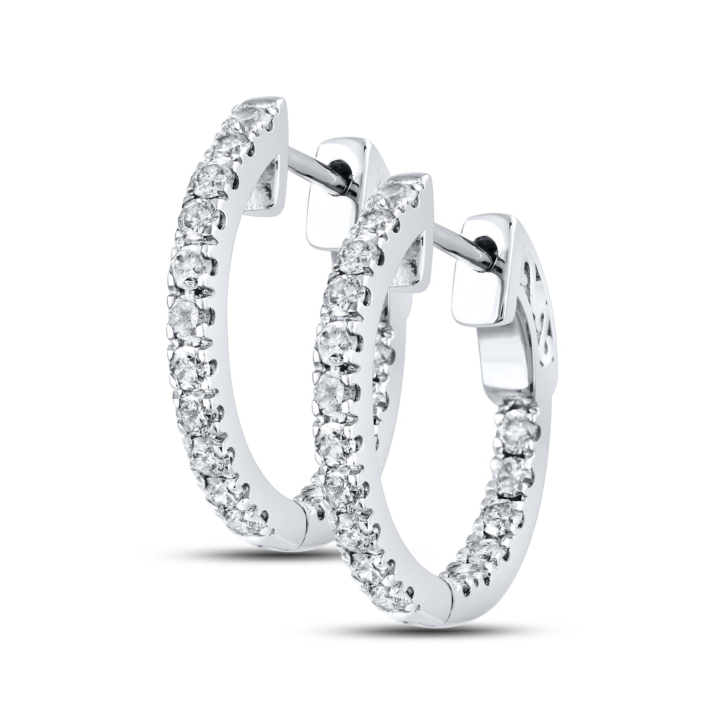 10kt White Gold 1 CTW Natural Diamond Hoops
