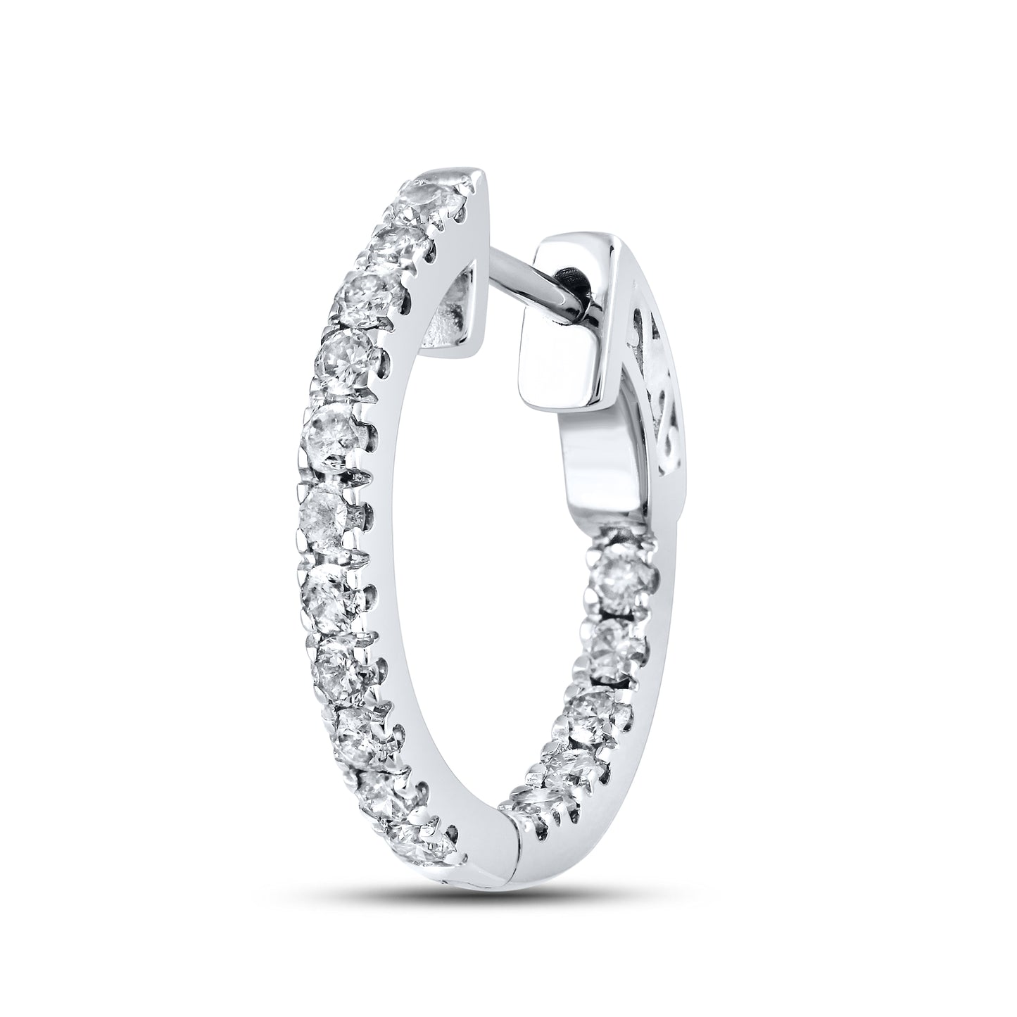 10kt White Gold 1 CTW Natural Diamond Hoops