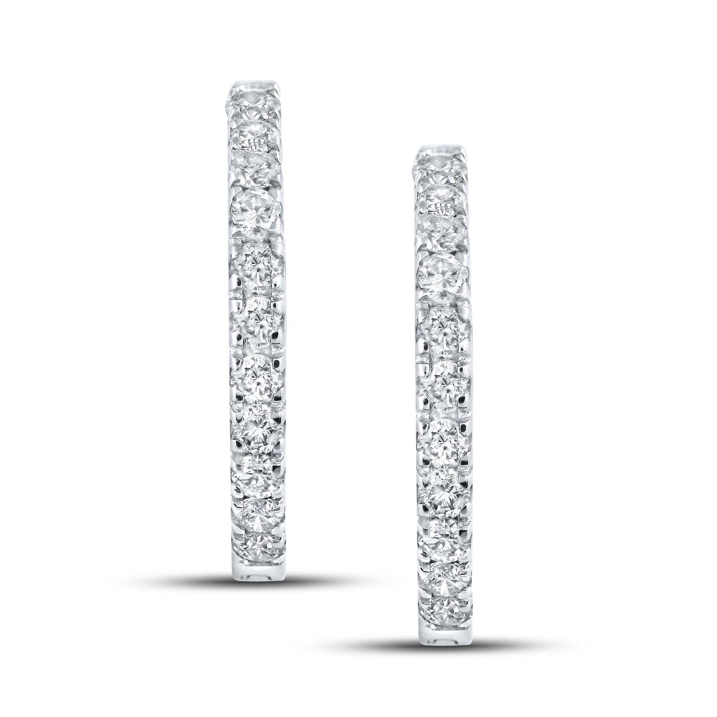 10kt White Gold 1 CTW Natural Diamond Hoops