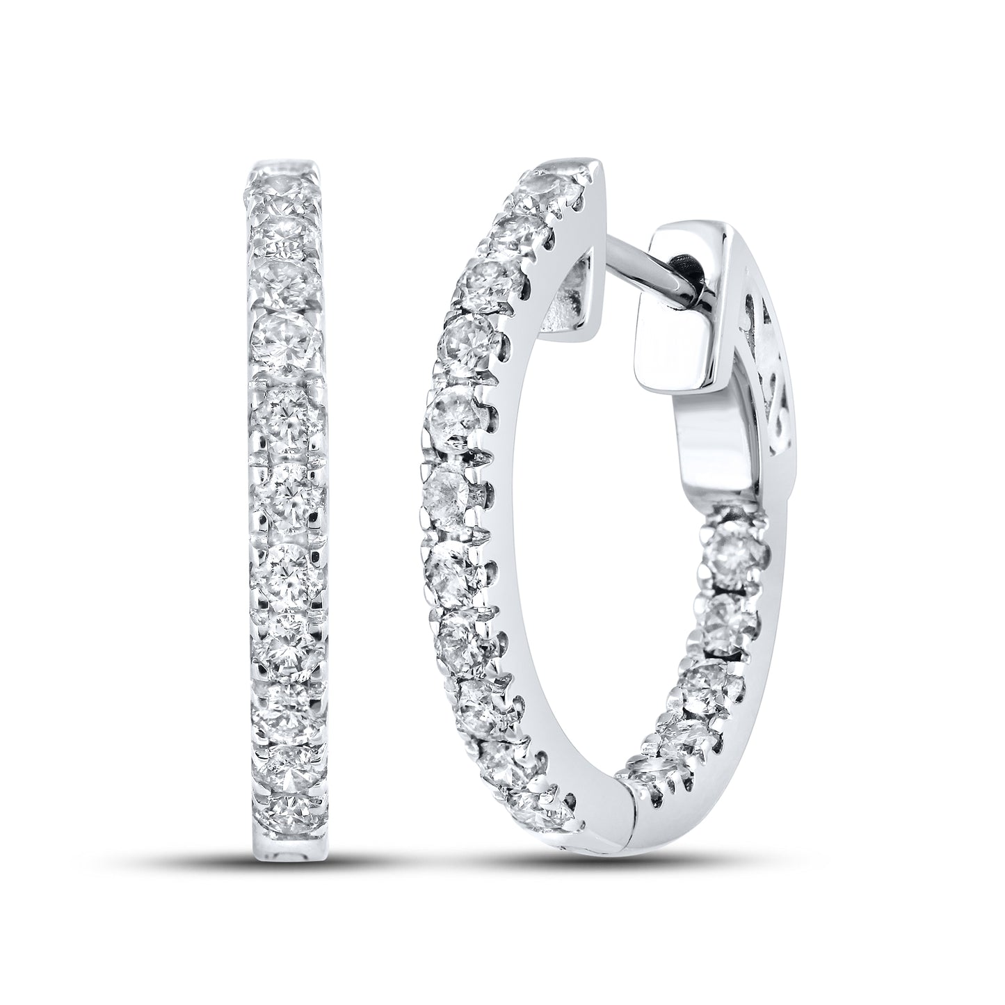 10kt White Gold 1 CTW Natural Diamond Hoops