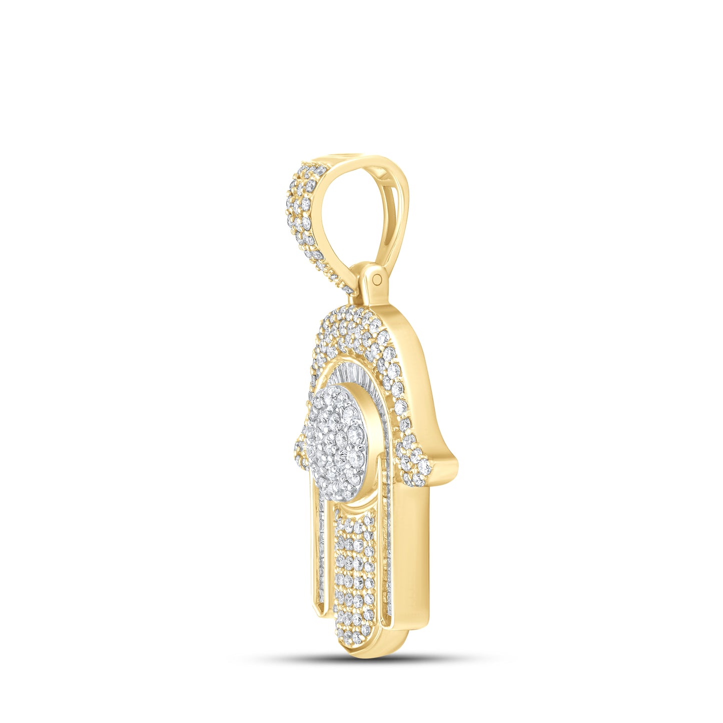 10kt Yellow Gold 1.20ctw Hamsa hand Diamond Charm