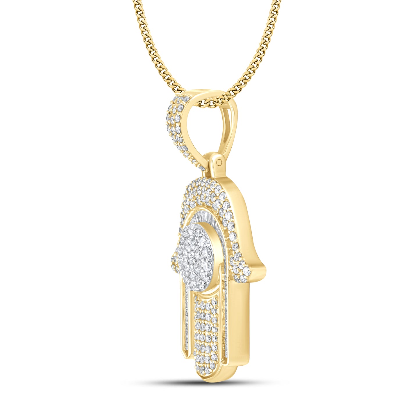 10kt Yellow Gold 1.20ctw Hamsa hand Diamond Charm