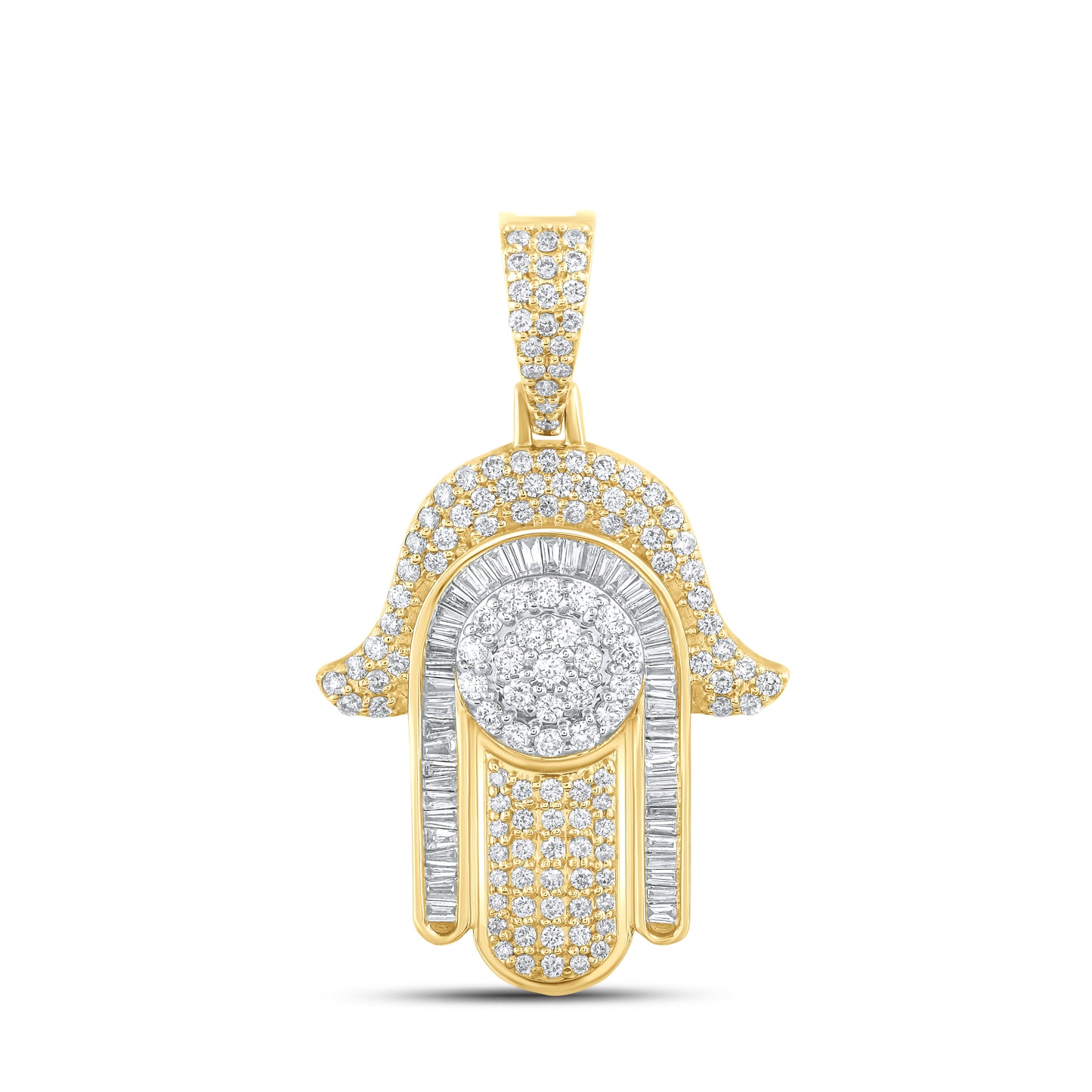 10kt Yellow Gold 1.20ctw Hamsa hand Diamond Charm