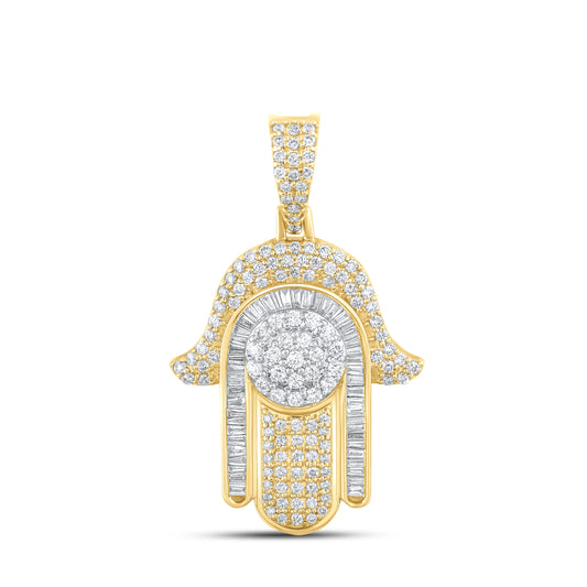 10kt Yellow Gold 1.20ctw Hamsa hand Diamond Charm