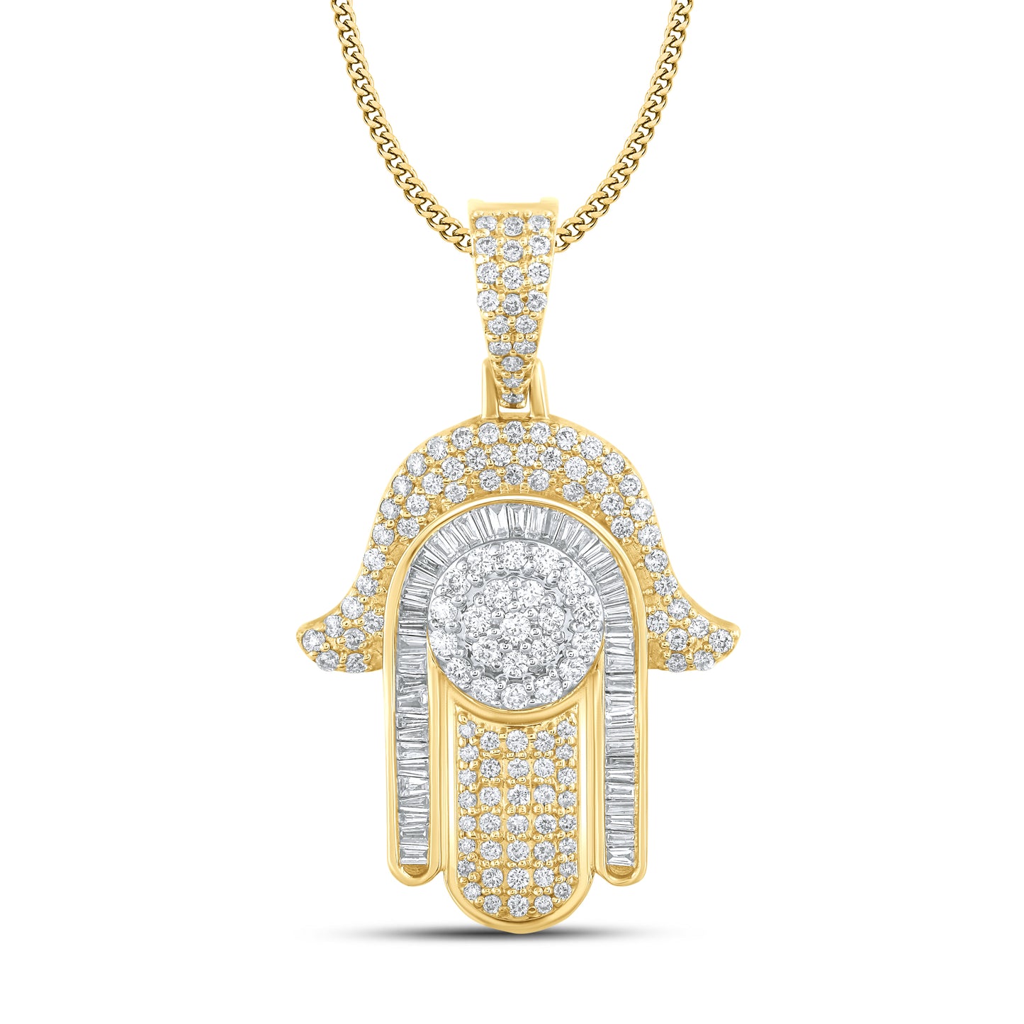 10kt Yellow Gold 1.20ctw Hamsa hand Diamond Charm