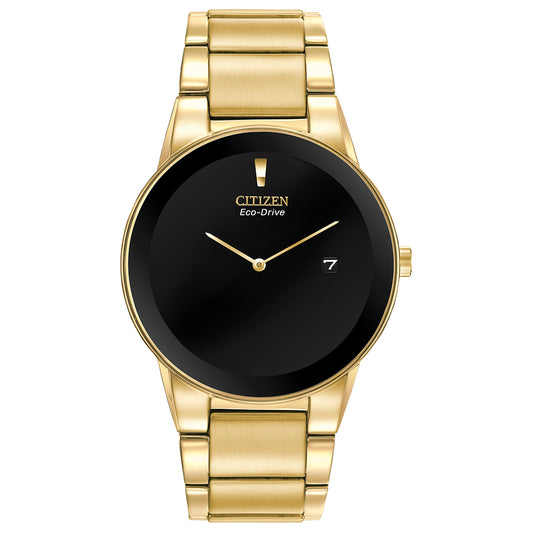 Citizen Eco-Drive Axiom Gold Tone Black Dial Watch 40mm - AU1062-56E