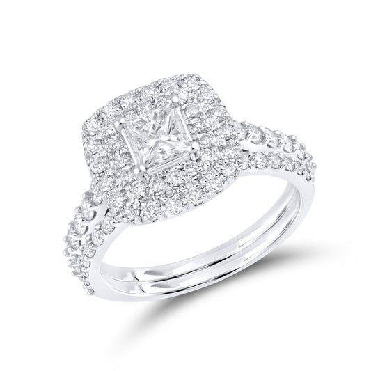 10kt white gold 1.54 ctw  Diamond Bridal Ring set