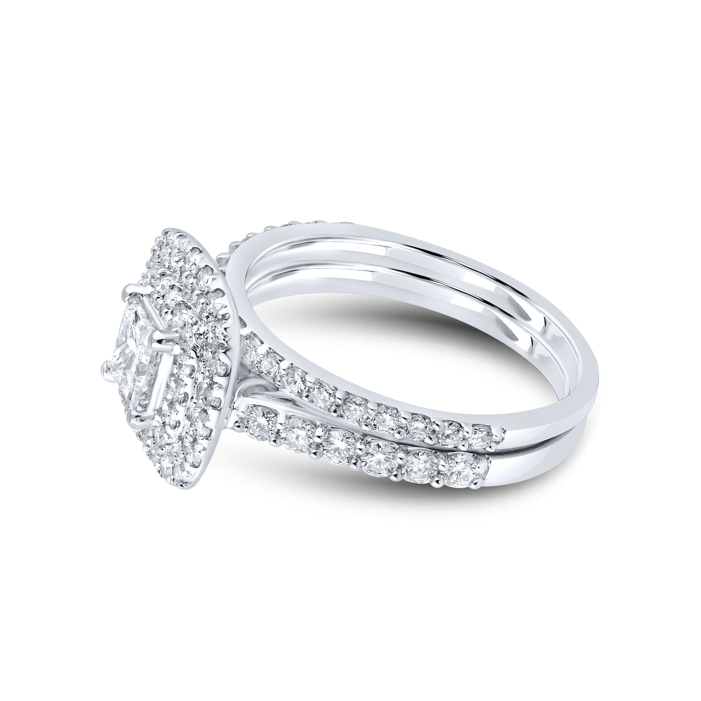 10kt white gold 1.54 ctw  Diamond Bridal Ring set