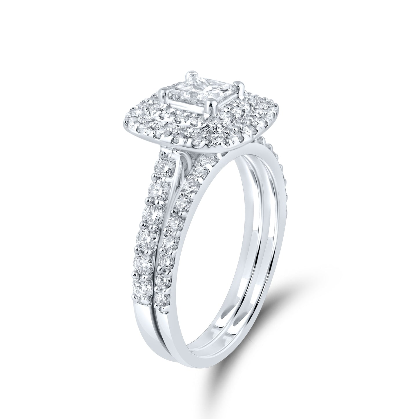 10kt white gold 1.54 ctw  Diamond Bridal Ring set