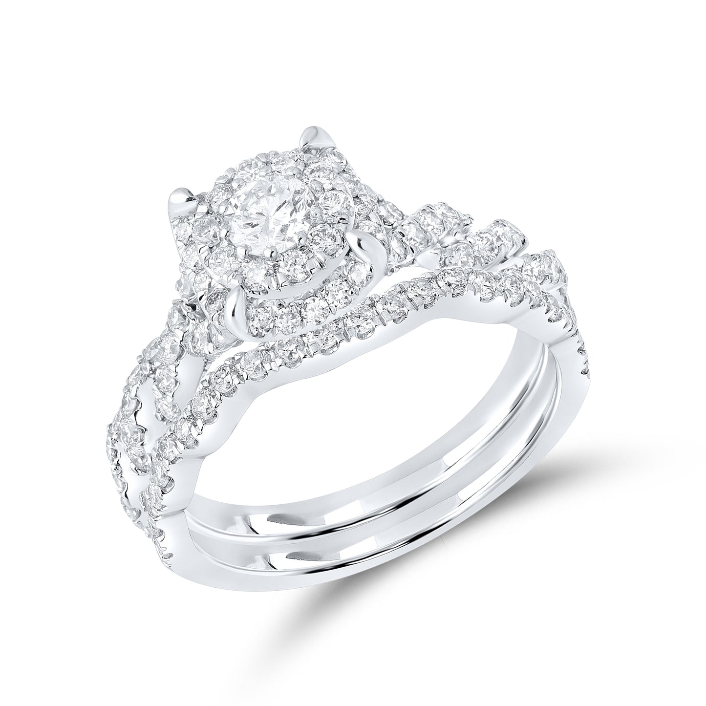 10KT WHITE GOLD 1.25 CTW Diamond Bridal Ring set