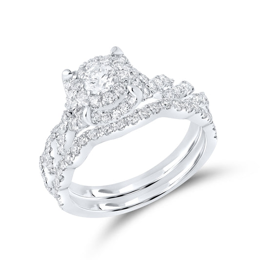 10KT WHITE GOLD 1.25 CTW Diamond Bridal Ring set