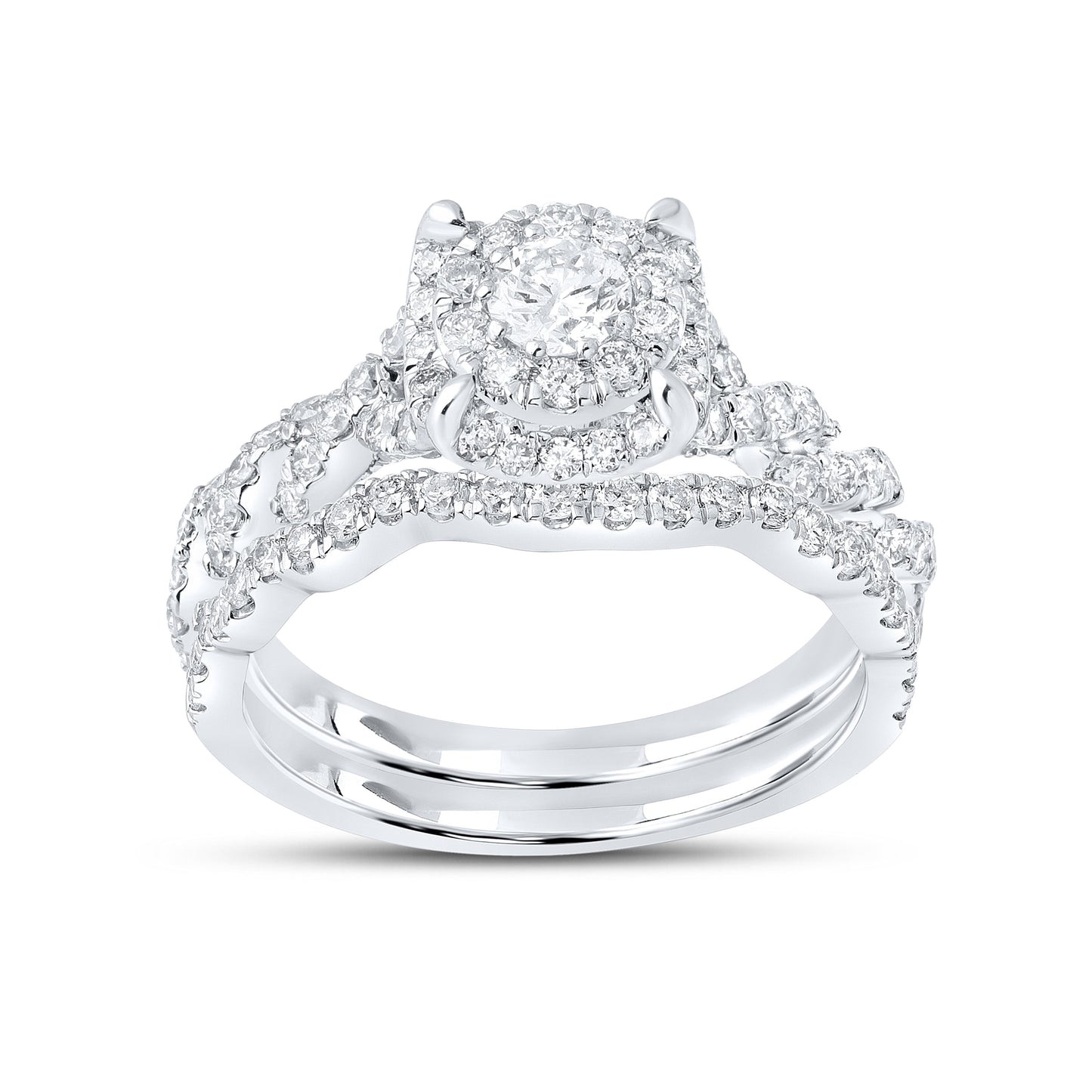 10KT WHITE GOLD 1.25 CTW Diamond Bridal Ring set