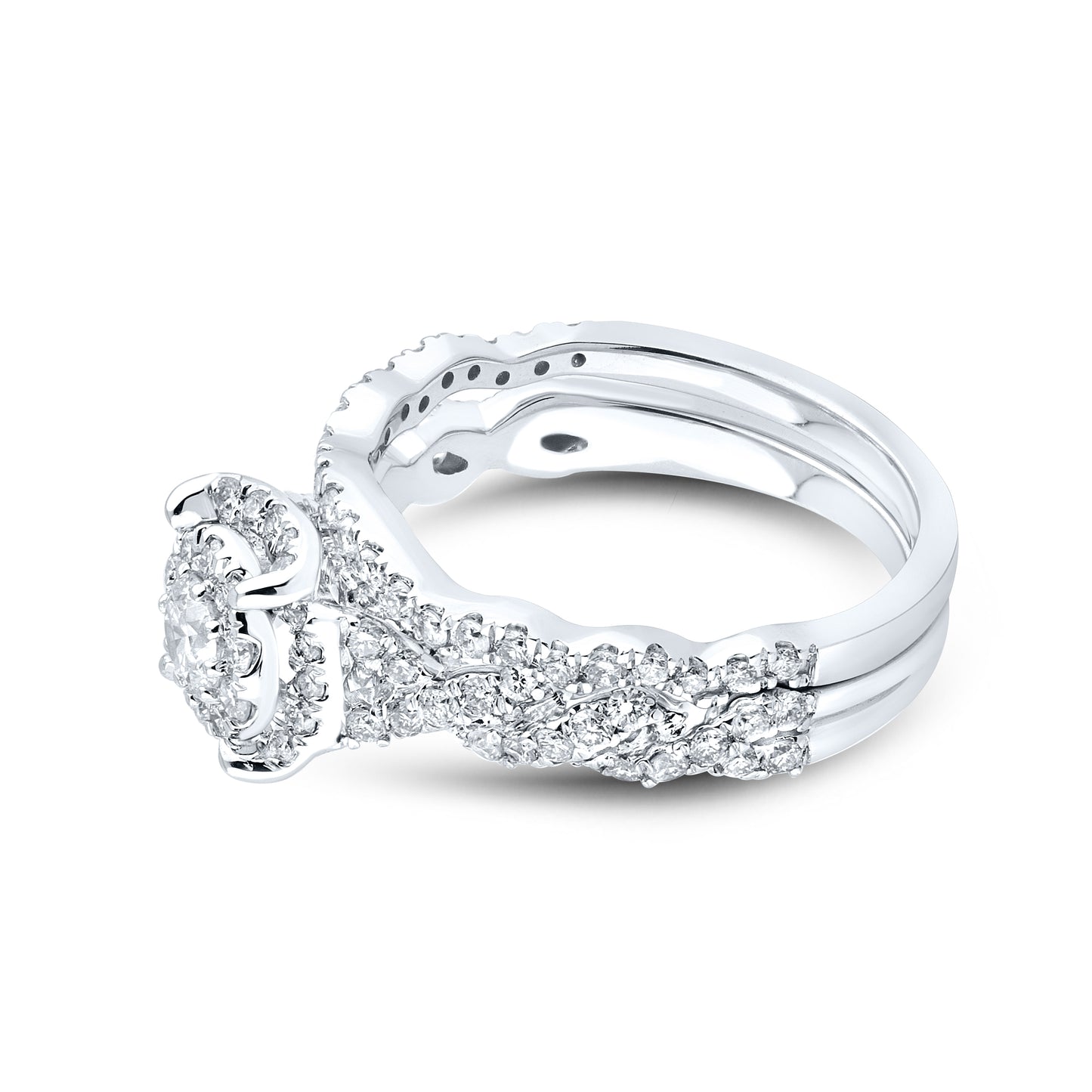 10KT WHITE GOLD 1.25 CTW Diamond Bridal Ring set