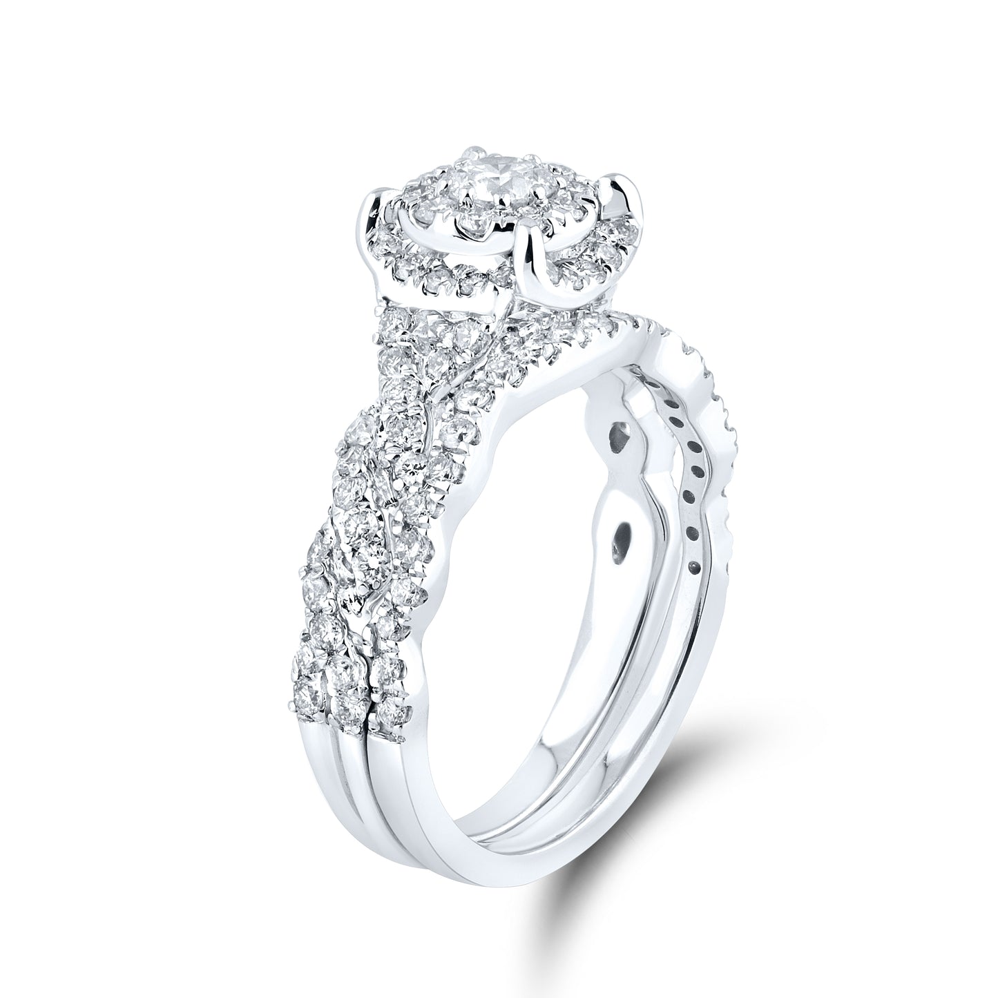 10KT WHITE GOLD 1.25 CTW Diamond Bridal Ring set
