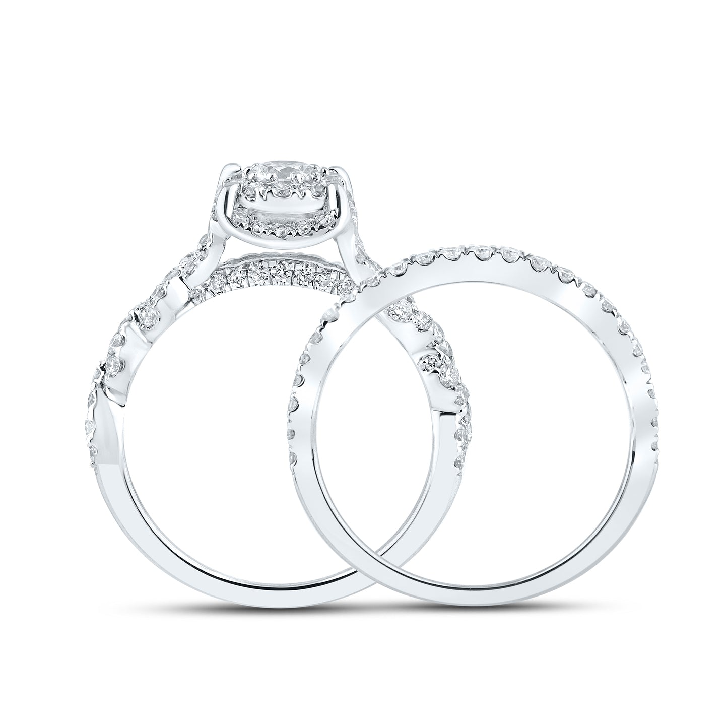 10KT WHITE GOLD 1.25 CTW Diamond Bridal Ring set