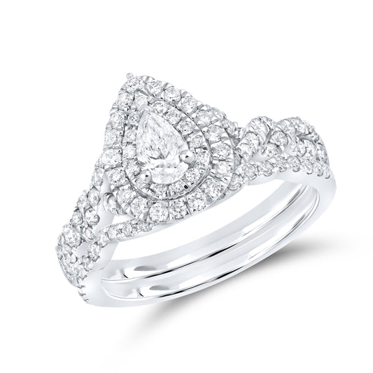 10kt white gold 1.01ctw Diamond Bridal Ring set