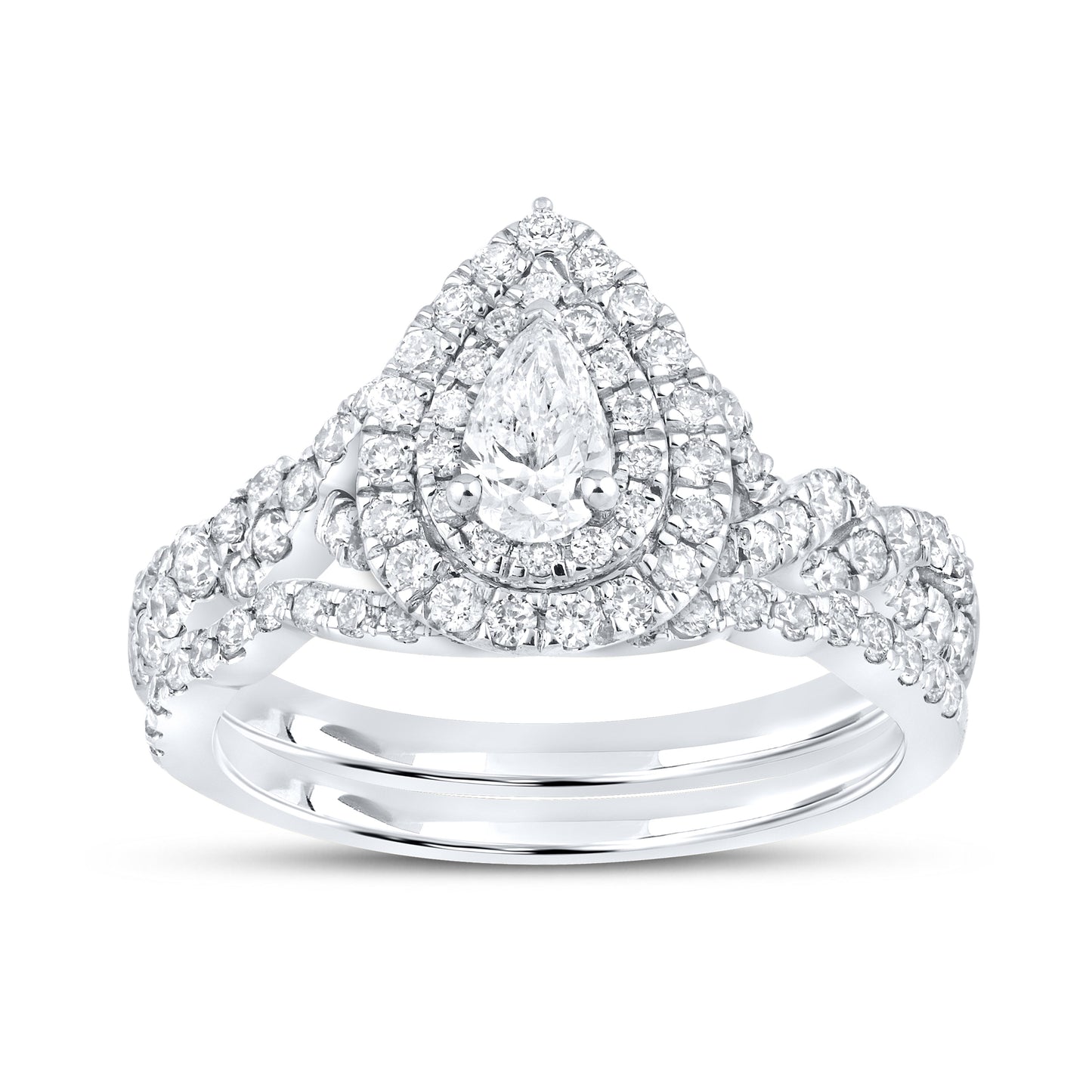 10kt white gold 1.01ctw Diamond Bridal Ring set