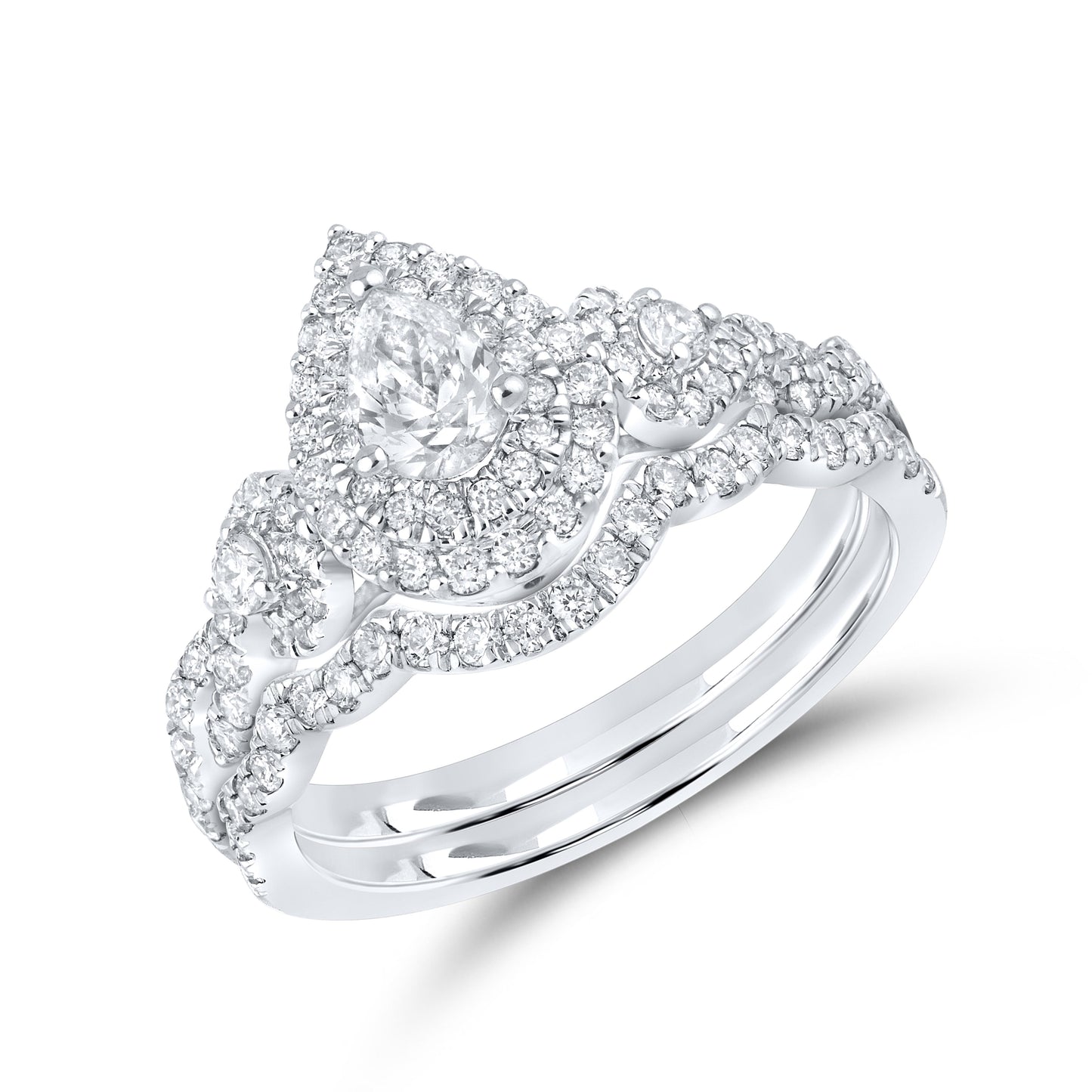 10kt white gold 0.97ctw Diamond Bridal Ring set