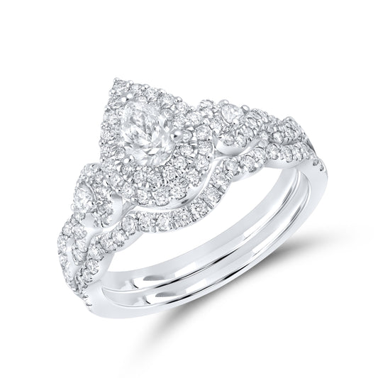 10kt white gold 0.97ctw Diamond Bridal Ring set