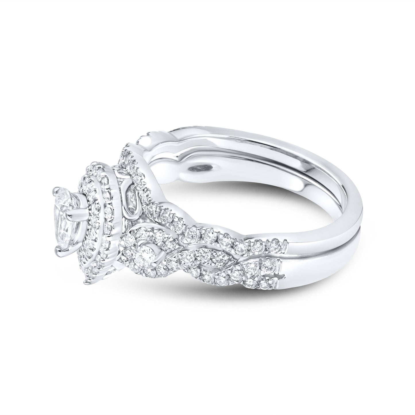 10kt white gold 0.97ctw Diamond Bridal Ring set