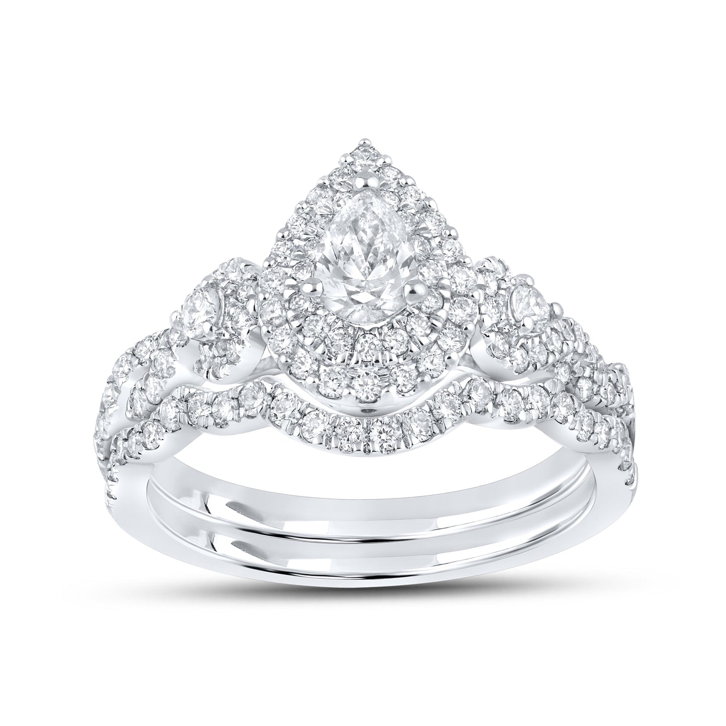 10kt white gold 0.97ctw Diamond Bridal Ring set