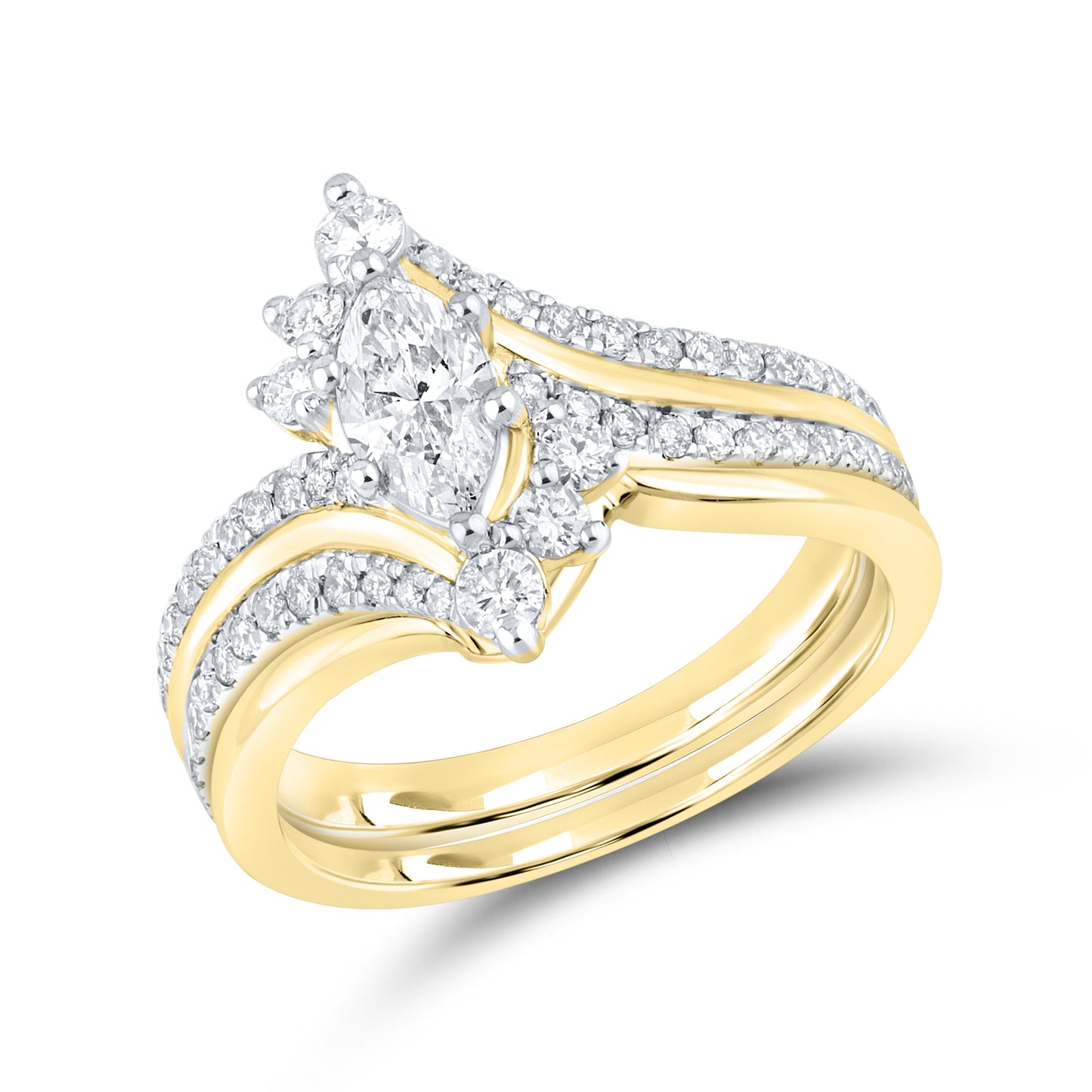 10kt yellow gold 1.02ctw Diamond bridal Ring set