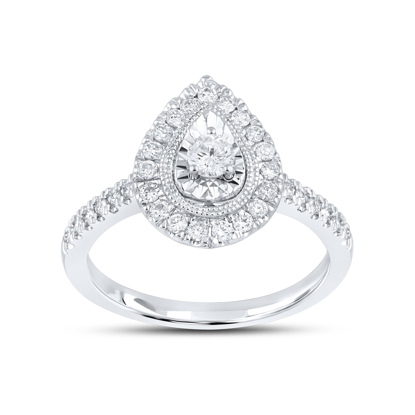 10kt white gold 0.49ctw Pear Shape Diamond Bridal Ring Set