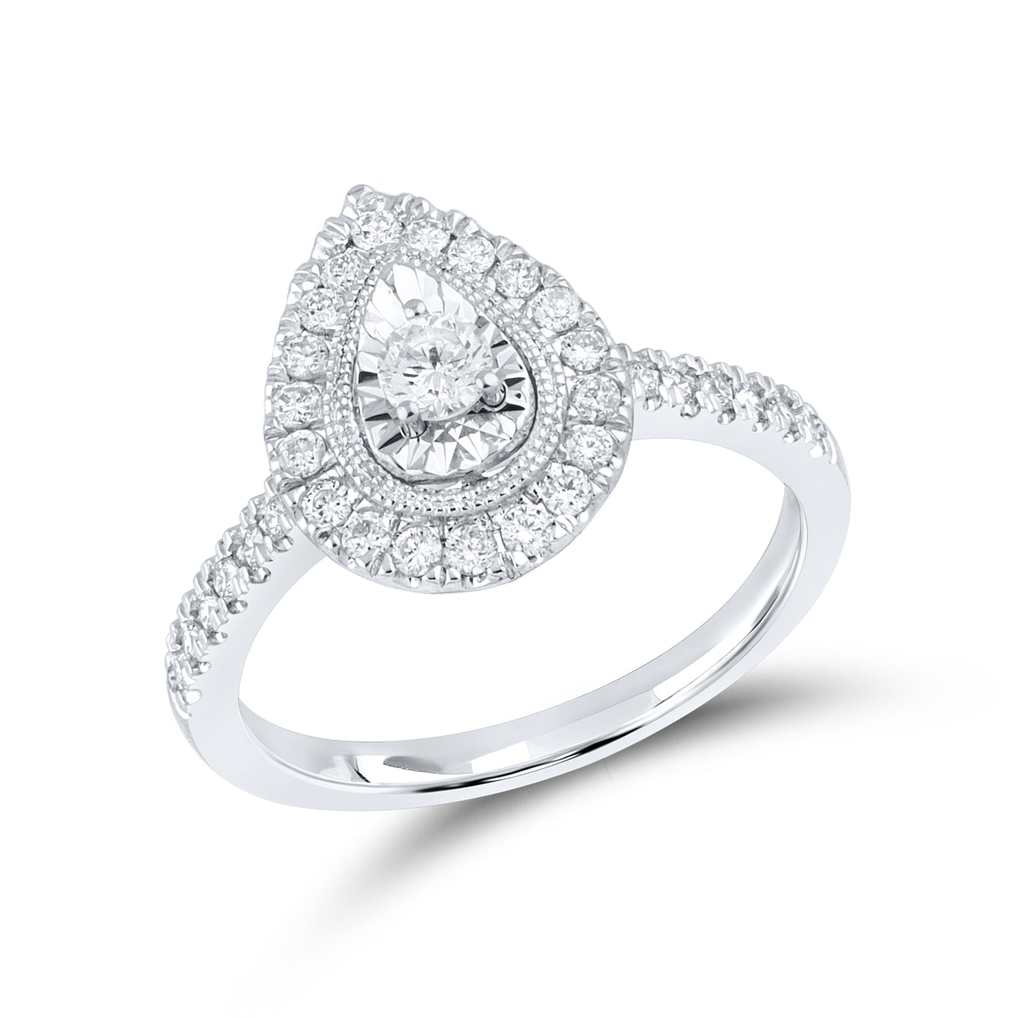 10kt white gold 0.49ctw Pear Shape Diamond Bridal Ring Set