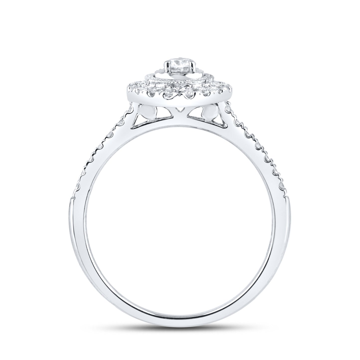 10kt white gold 0.49ctw Pear Shape Diamond Bridal Ring Set