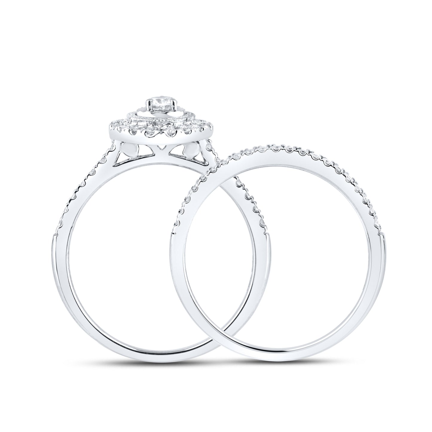 10kt white gold 0.49ctw Pear Shape Diamond Bridal Ring Set