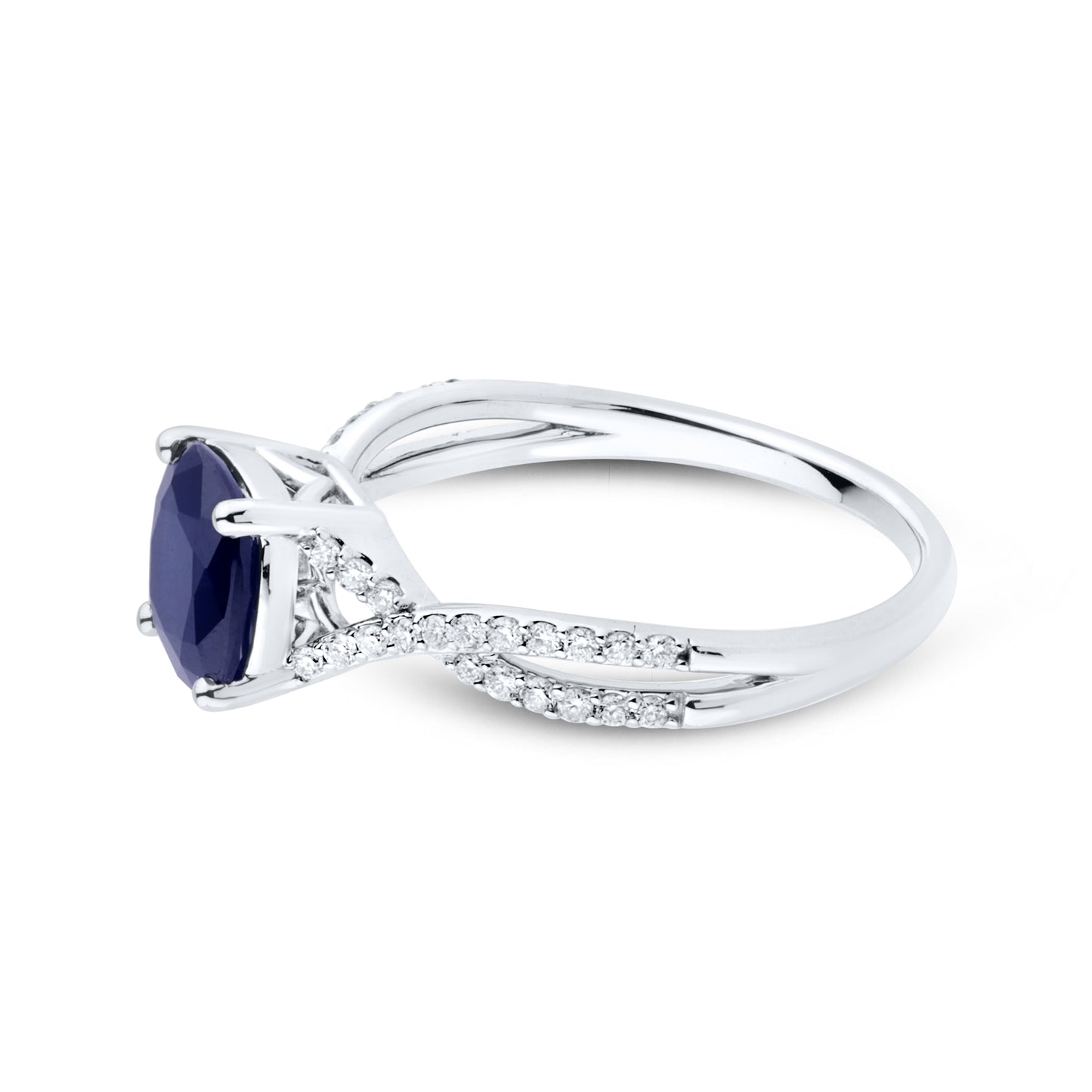 14kt White Gold 0.20 CTW Natural Diamond Ring With Blue Sapphire