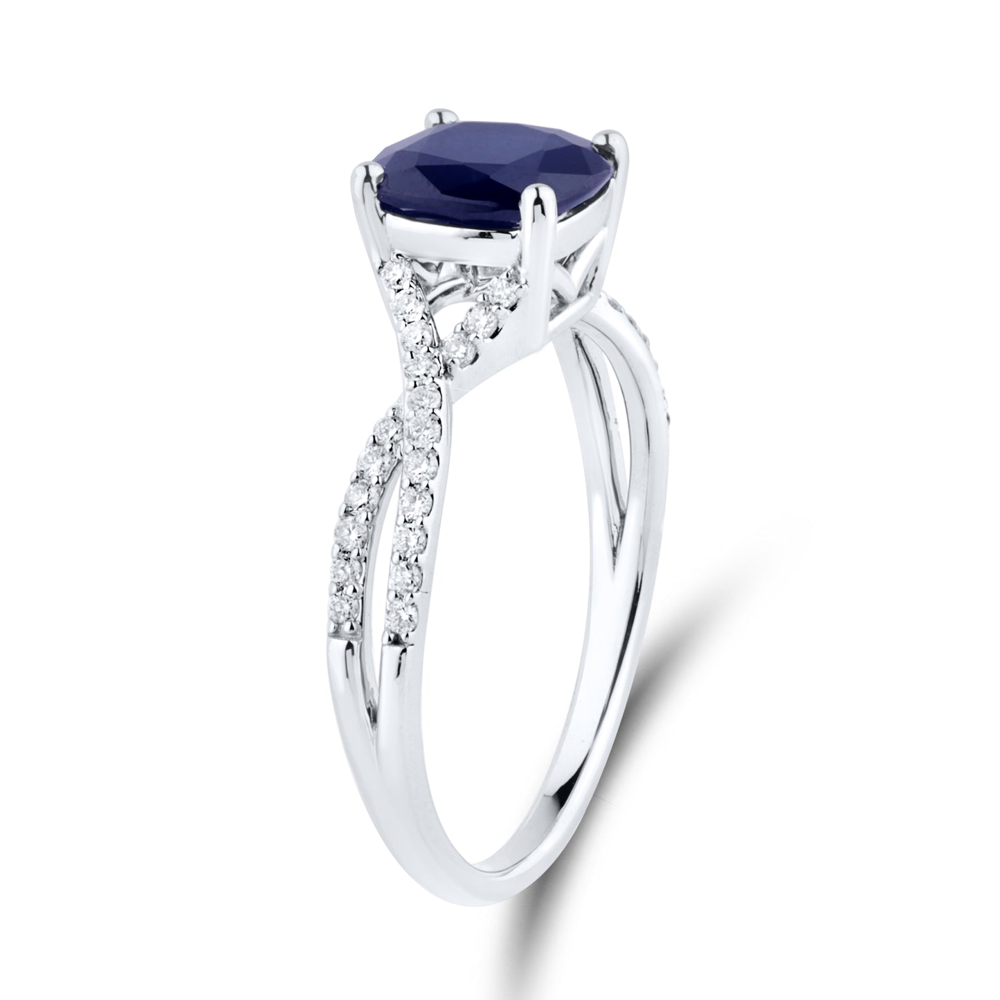 14kt White Gold 0.20 CTW Natural Diamond Ring With Blue Sapphire