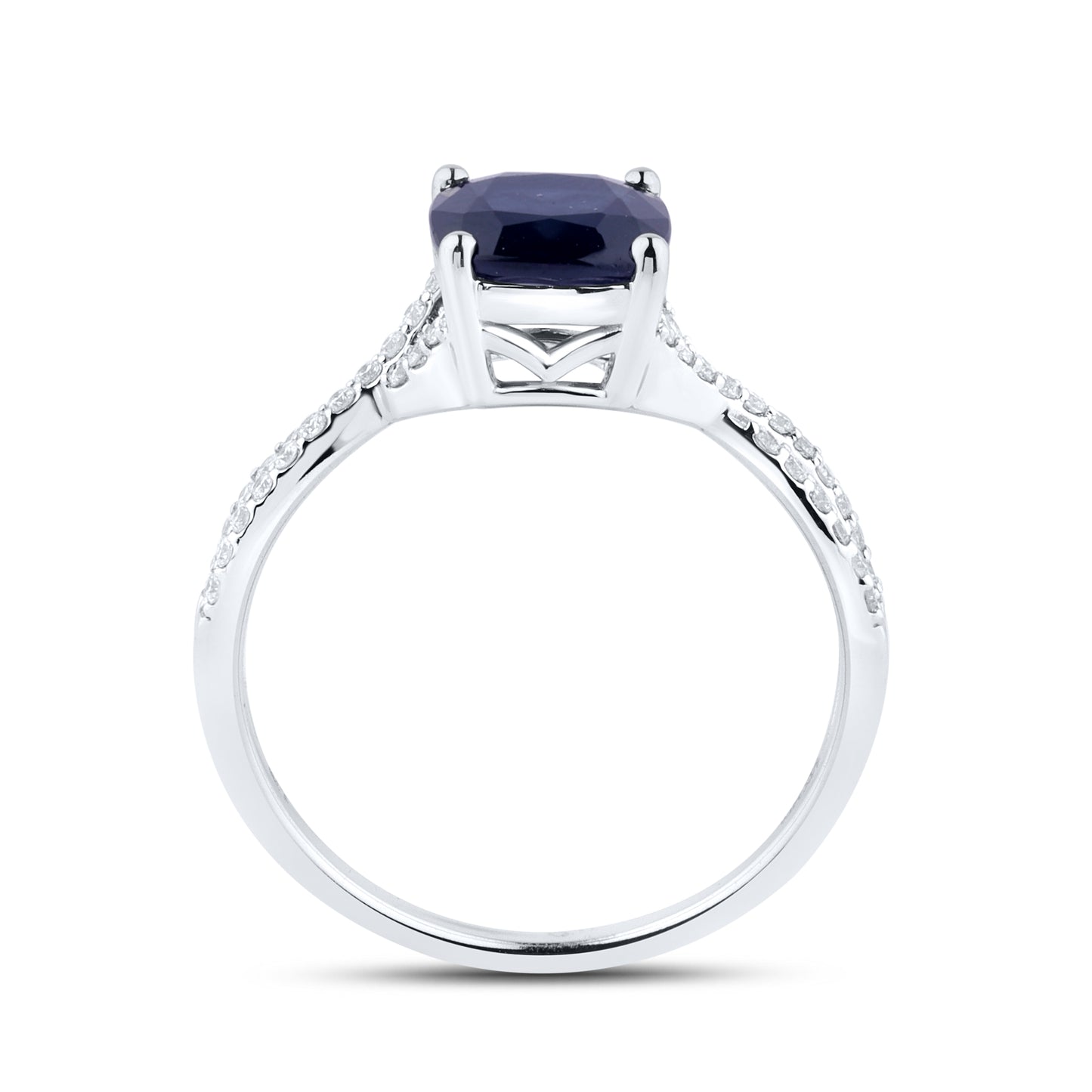 14kt White Gold 0.20 CTW Natural Diamond Ring With Blue Sapphire