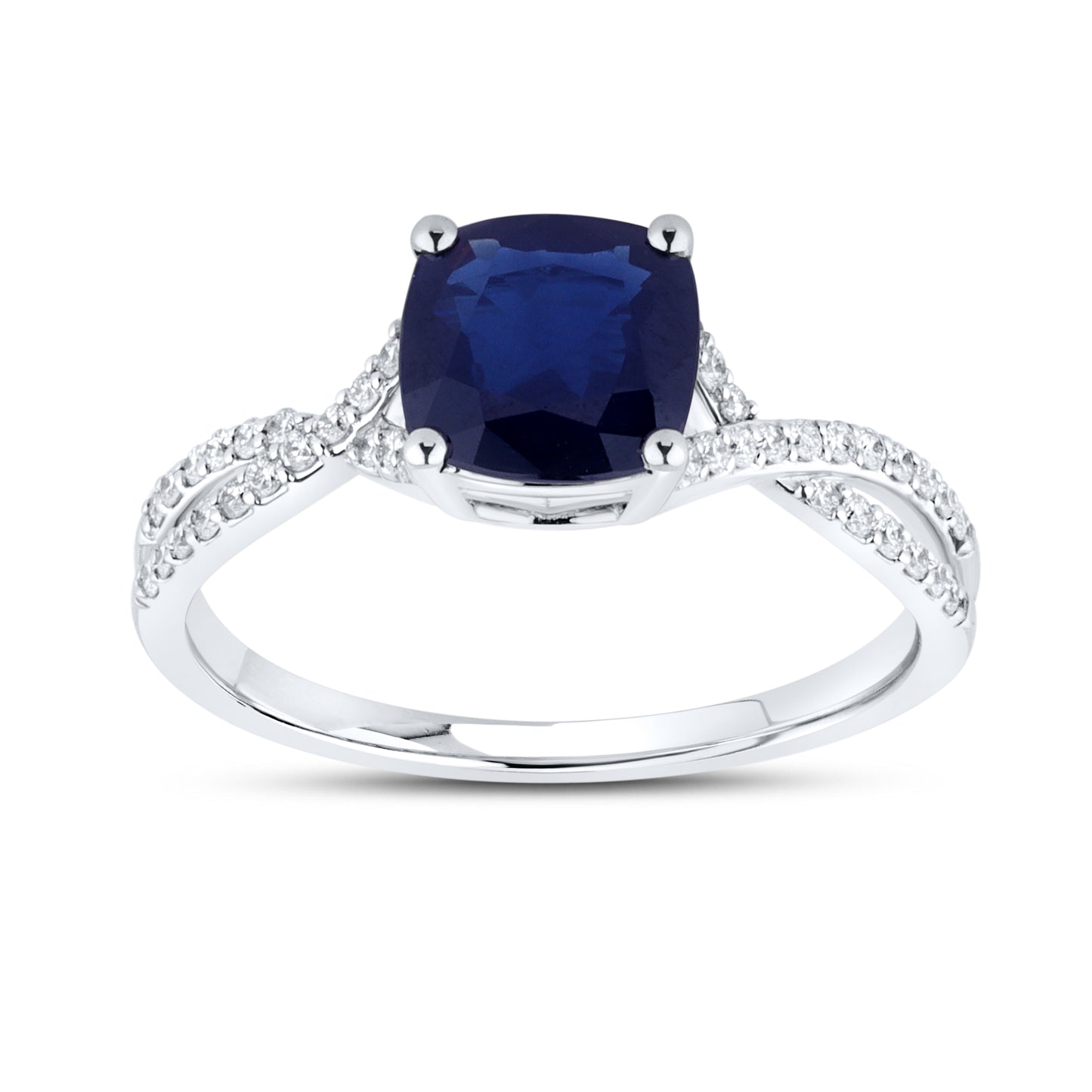 14kt White Gold 0.20 CTW Natural Diamond Ring With Blue Sapphire