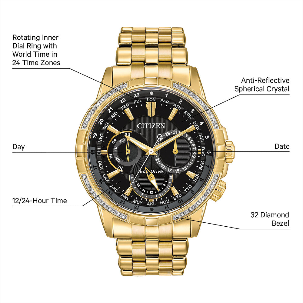 Citizen BU2082-56E Calendrier Men's Watch Gold 44 mm Stainless Steel