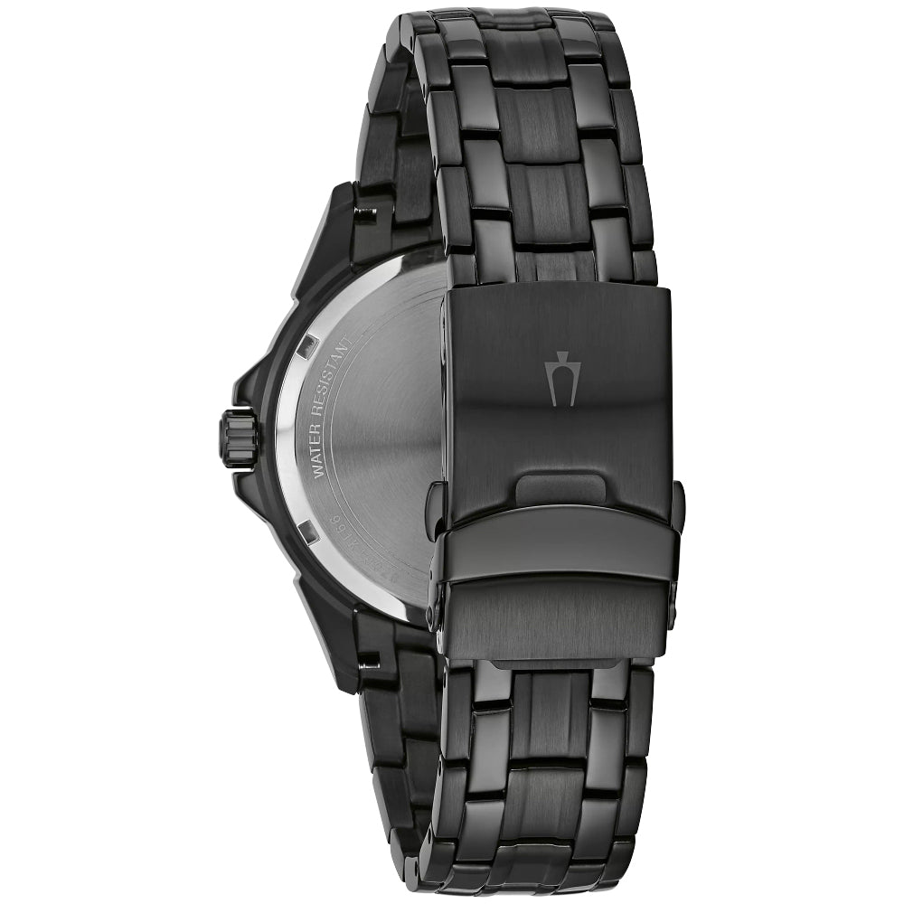 Bulova Classic Mens Multi-Function Black Stainless Steel Bracelet Watch 98c121