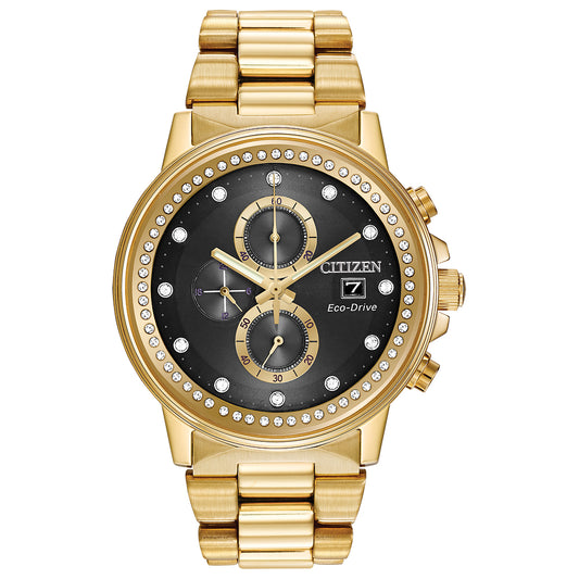 Men's Eco-Drive Crystal Yellow Gold-Tone Bracelet and Watch Set | 42mm | FB3002-61E