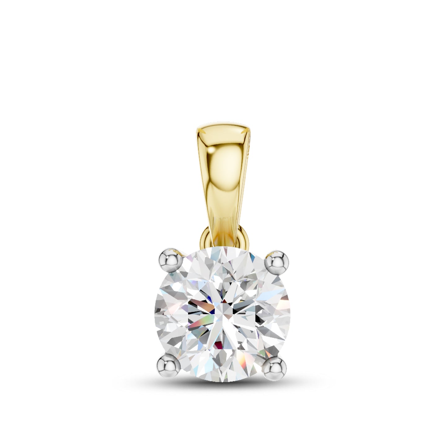 10kt Yellow Gold 1 CTW Round Lab Diamond Pendant