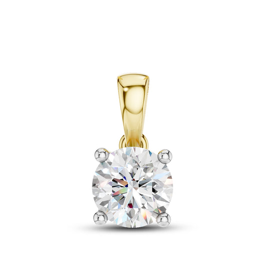 10kt Yellow Gold 1 CTW Round Lab Diamond Pendant