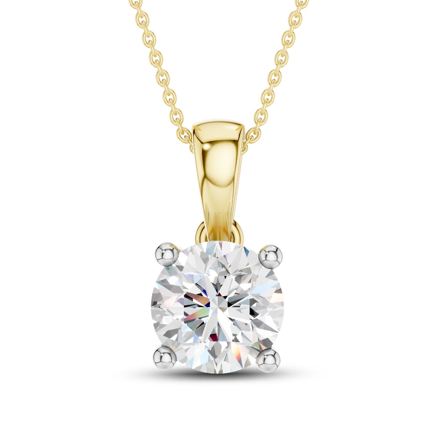 10kt Yellow Gold 1 CTW Round Lab Diamond Pendant