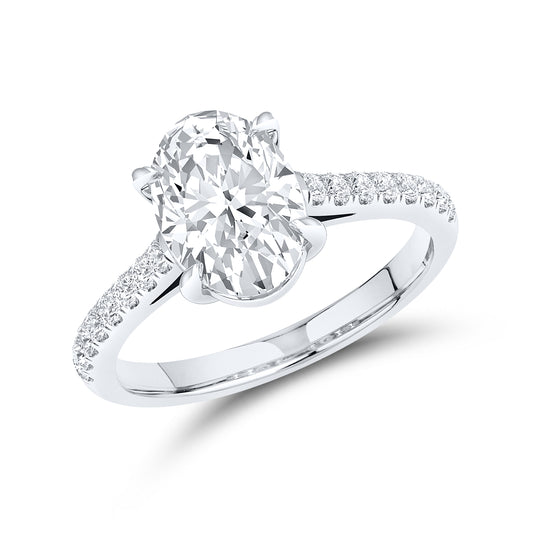 14kt White Gold 2.25 CTW Oval Lab Diamond Ring