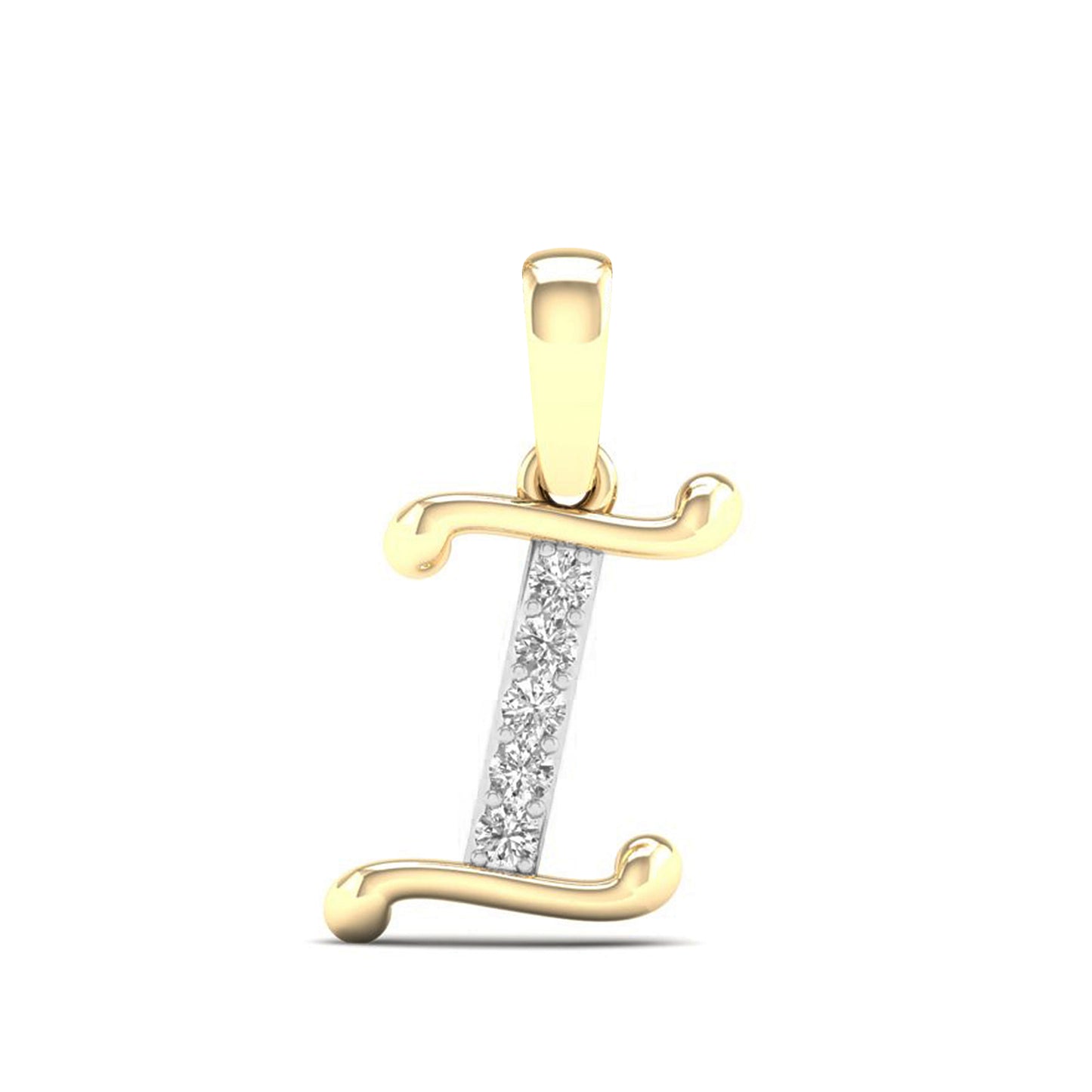 10kt Yellow Gold 0.04 CTW Diamond Initial I Charm