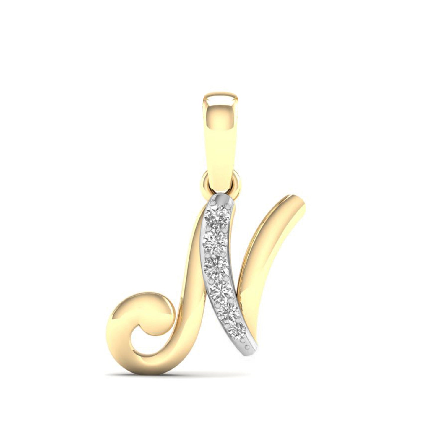 10kt Yellow Gold 0.04 CTW Diamond Initial N charm