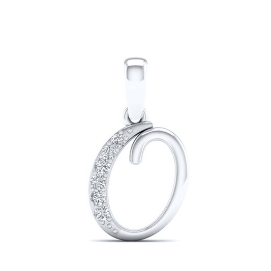 10kt White Gold 0.04 Diamond Initial O charm