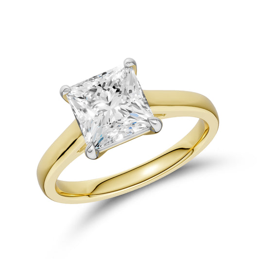 14kt Yellow Gold 2.06 CTW Square Lab diamond Ring